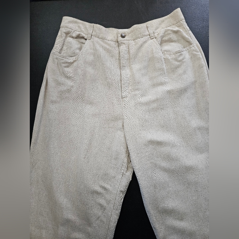 NWOT - Talbots Linen/Cotton Blend Oatmeal Color Pants - Size 18